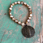 Czech Glass Bronze Big Medal Bracelets