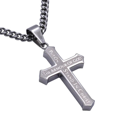 Inlaid Guarded Cross 24” Necklace