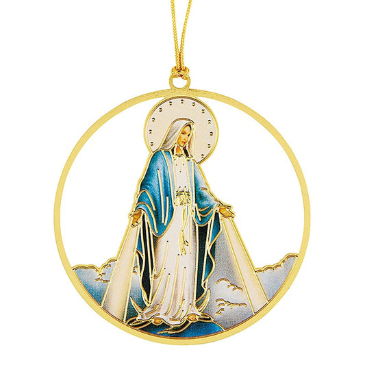 Brass Enamel Our Lady of Grace Ornament