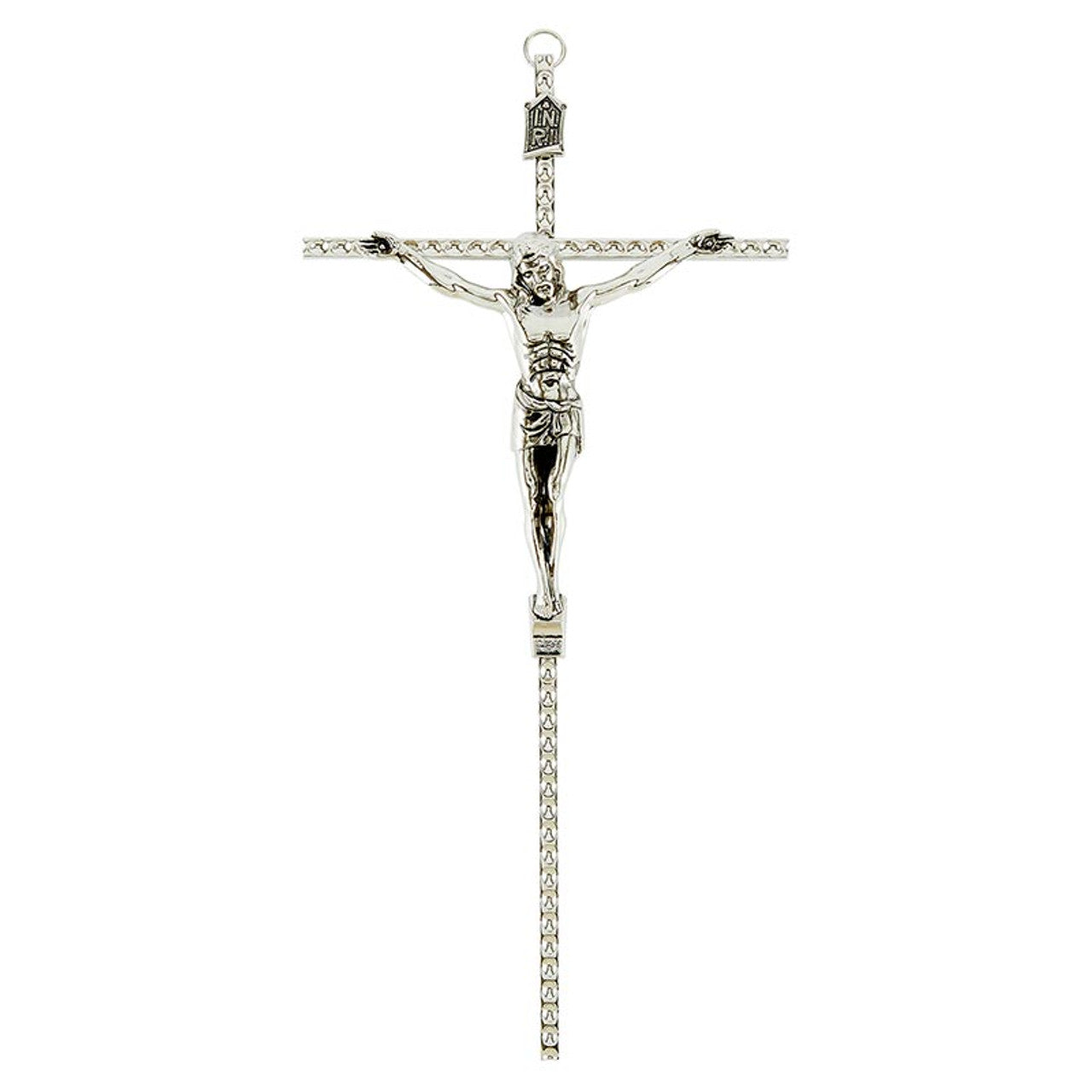 10" Silver Hammered Wall Crucifix