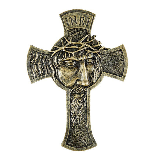Bronze Resin Face of Jesus Wall Cross