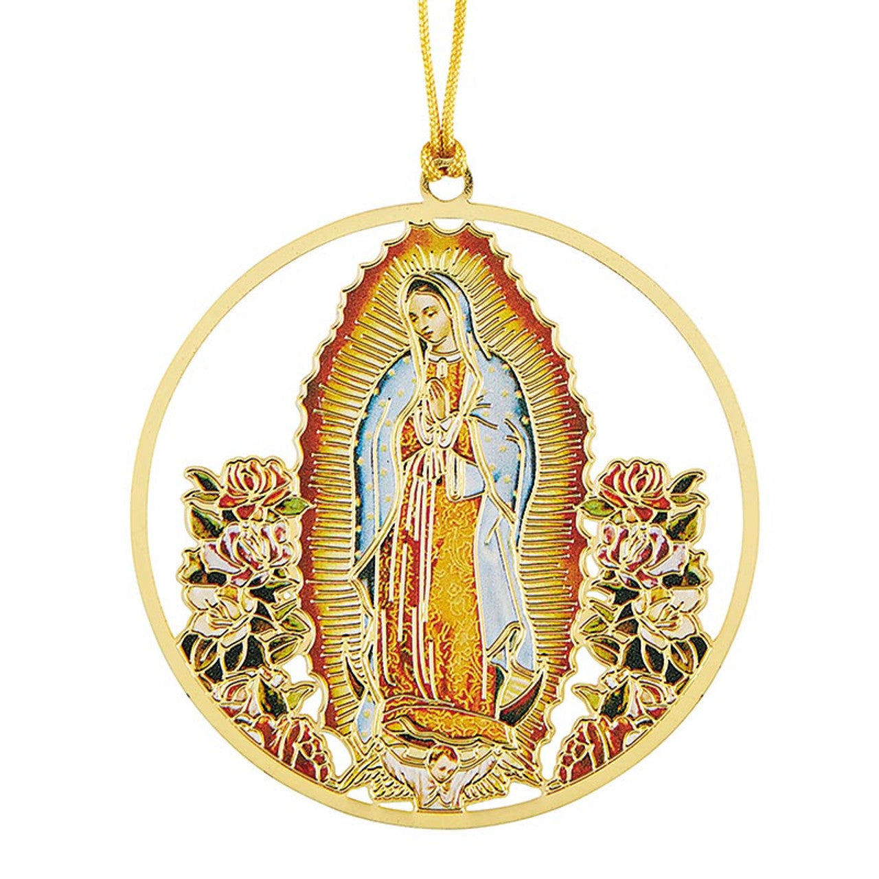 Brass Enamel Our Lady of Guadalupe Ornament