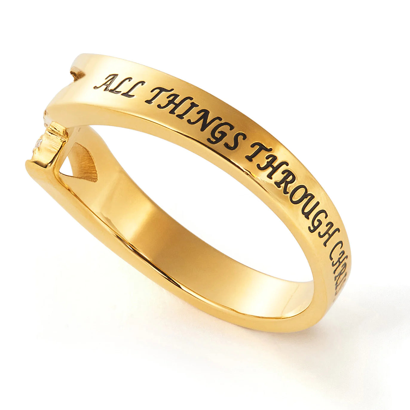 Gold Wave Ring "Christ My Strength"