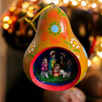 Gourd Christmas Multicolor Tree ornament with Nativity Scene