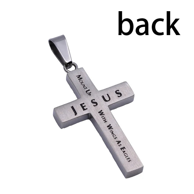 Silver Diamond Back Cross 24” Necklace