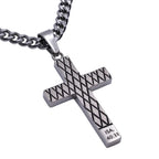 Silver Diamond Back Cross 24” Necklace