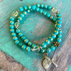 Rosary Wrap Bracelet with Silver Accents