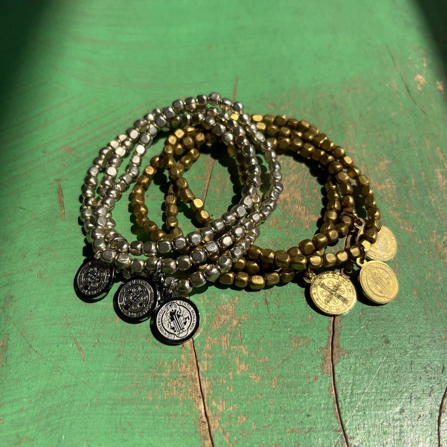 Mini Brass Beaded Faith Bracelet