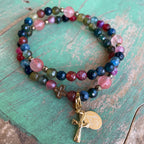 Rosary Wrap Bracelet with Silver Accents