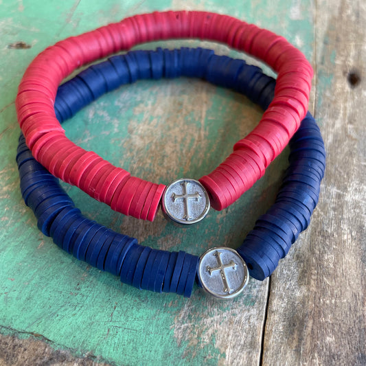 Men’s Heishi Cross Bracelet