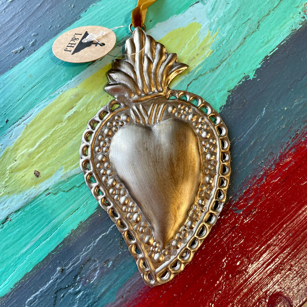 Small 5" Sacred Heart Tin Ornament