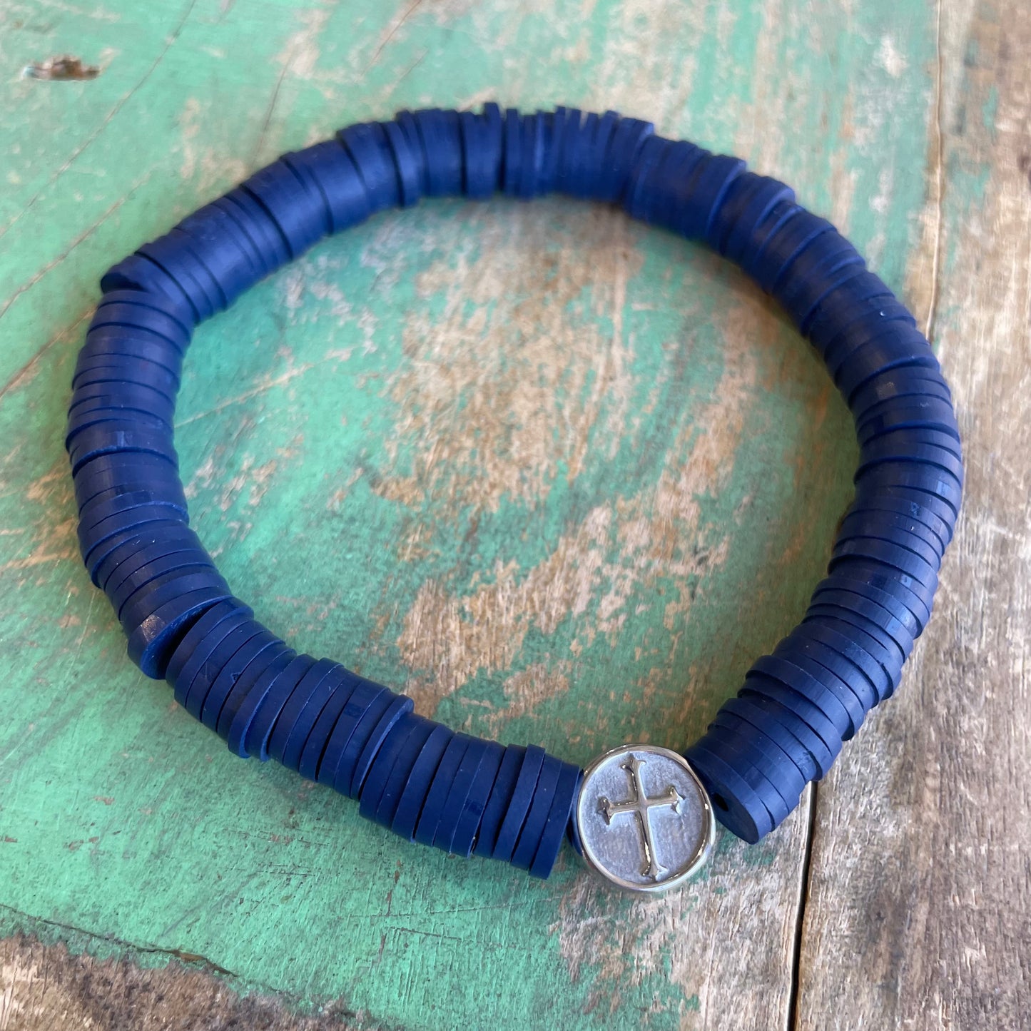 Men’s Heishi Cross Bracelet