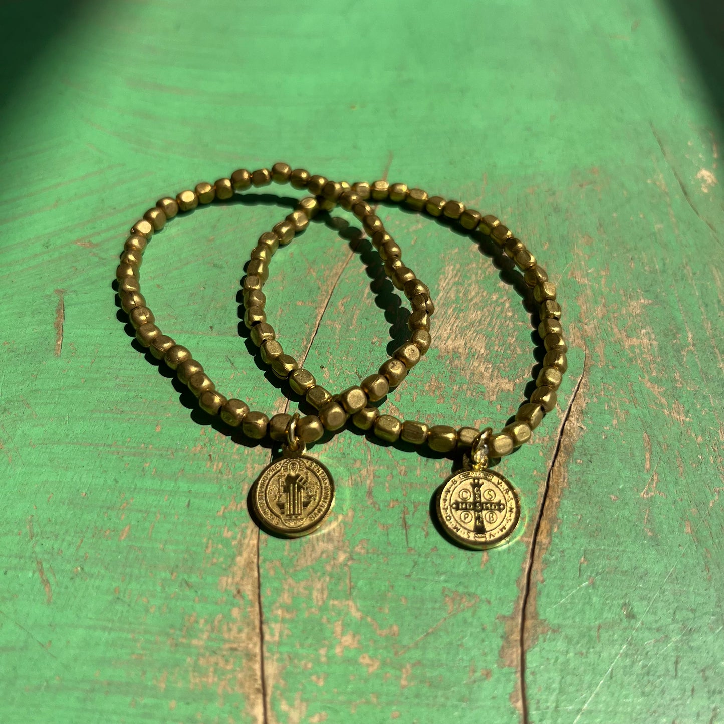 Mini Brass Beaded Faith Bracelet