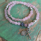 Rosary Wrap Bracelet with Silver Accents