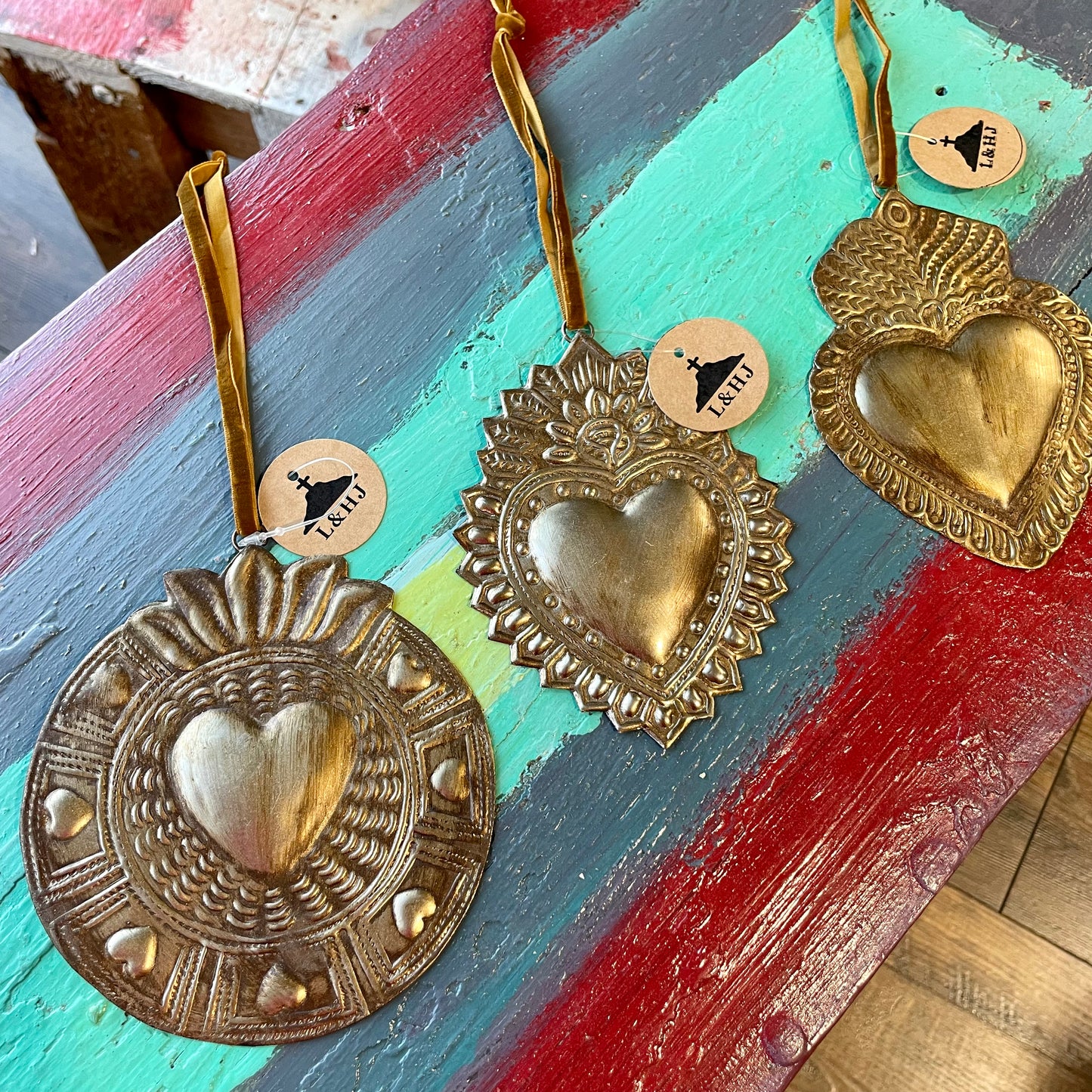 Sacred Heart Tin Ornaments