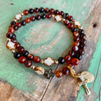 Rosary Wrap Bracelet with Silver Accents