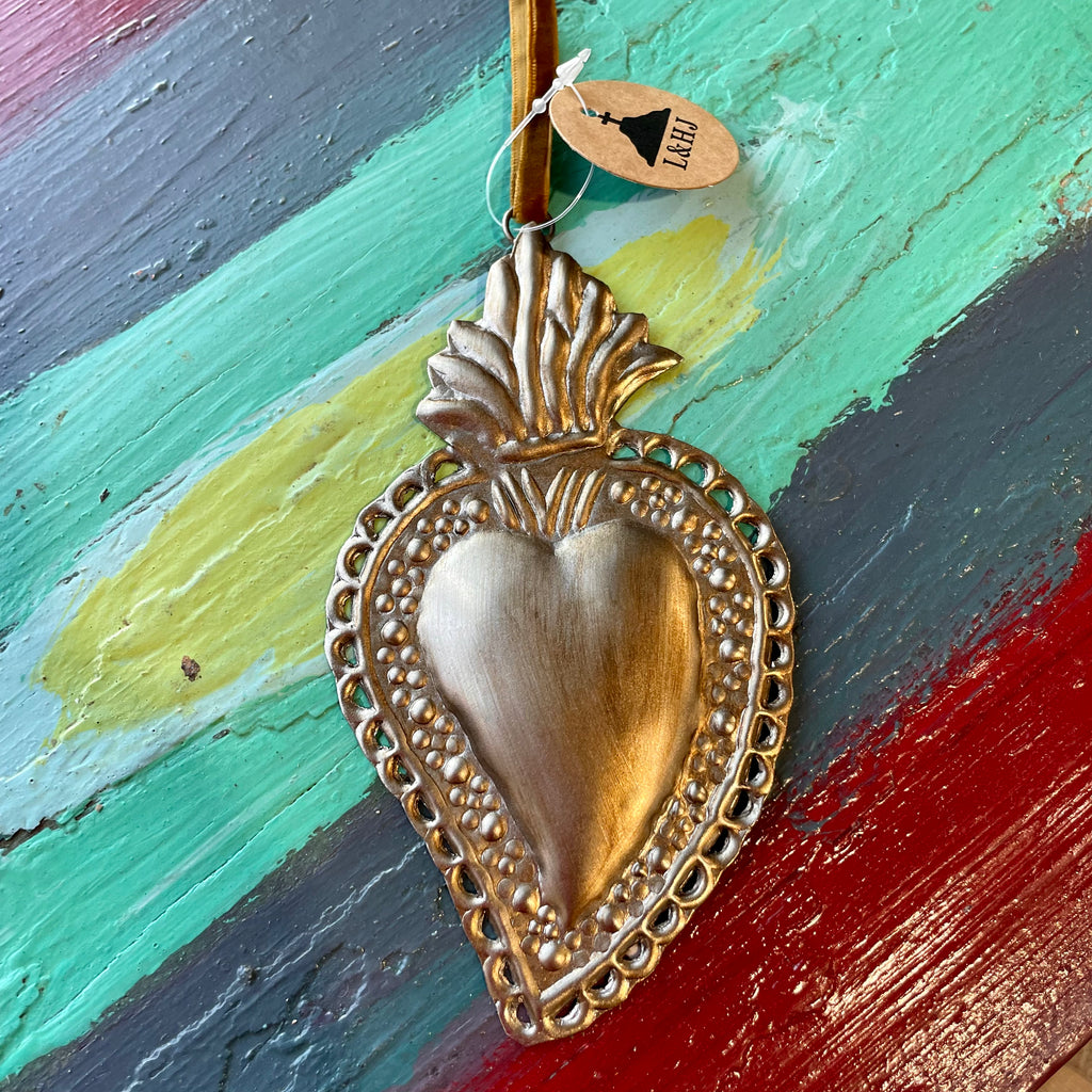 Small 5" Sacred Heart Tin Ornament