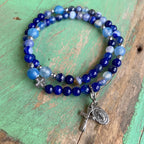Rosary Wrap Bracelet with Silver Accents