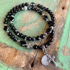 Rosary Wrap Bracelet with Silver Accents