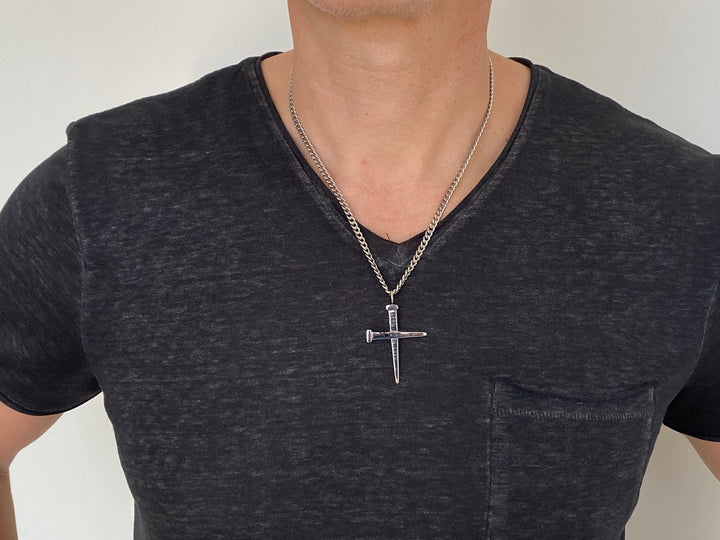 Two Nail Cross 24" Necklace