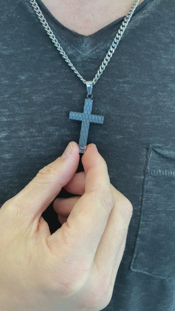 Black Diamond Cross 24” Necklace