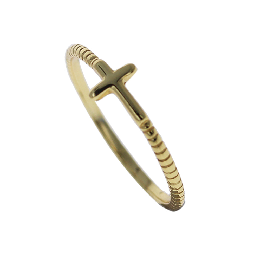 Gold Mini Side Cross Ring