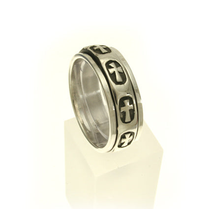 Sterling Silver Cross Spinner Ring