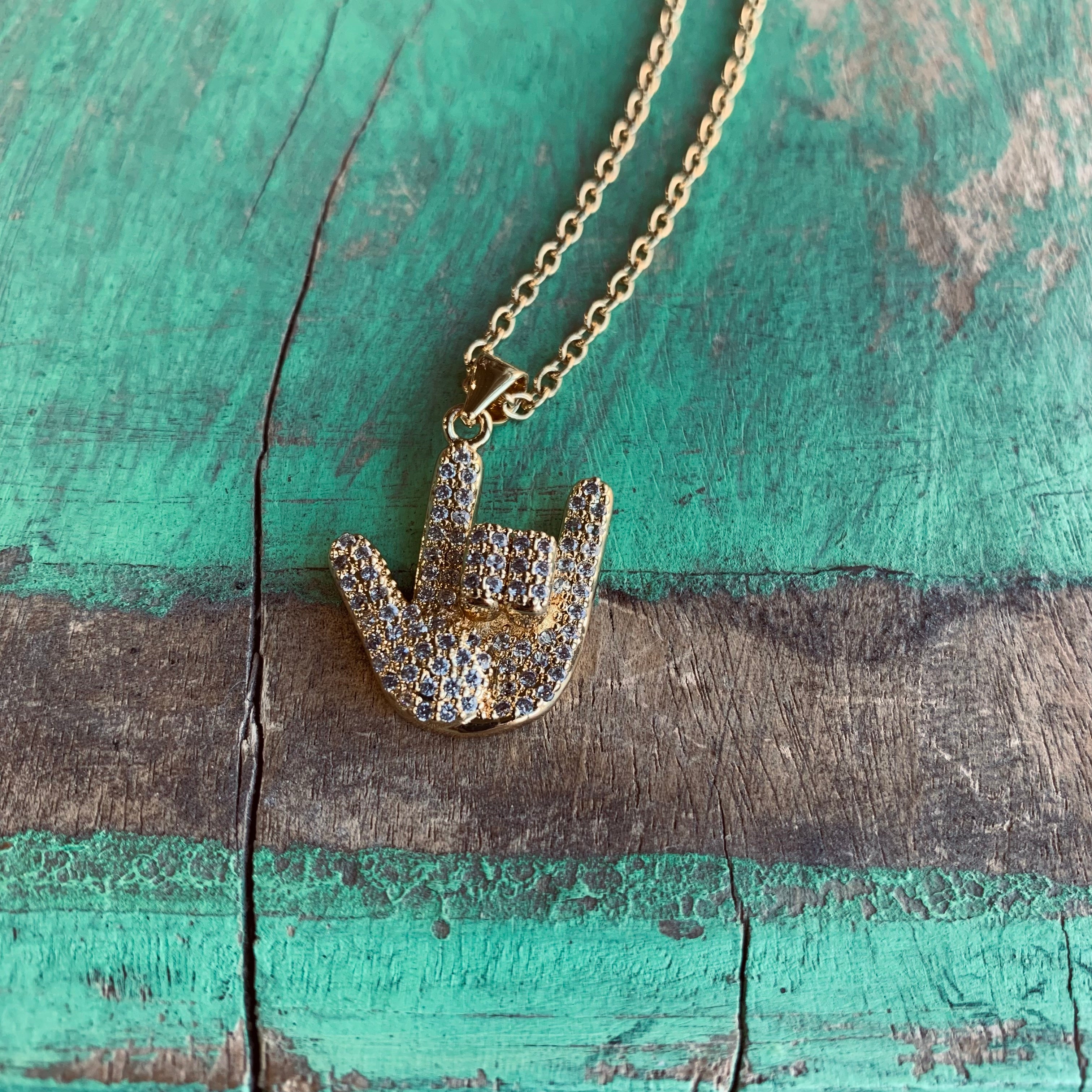 Sign Language "I Love You" Necklace and Earrings Set