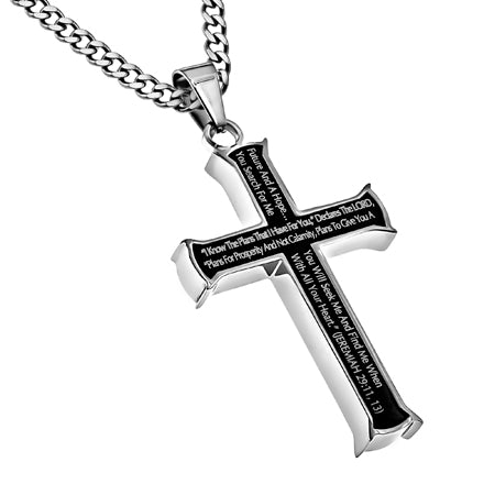 Iron Cross Black Romans 5:9 24" Necklace