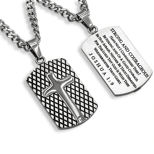 Black Diamond Shield Courageous CrossCross 24” Necklace