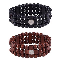 Wood Bead St Benedict Stretchable Bracelets