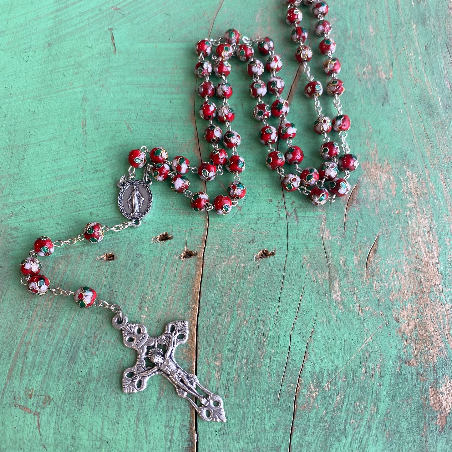 Cloisonne Floral 8MM Rosary