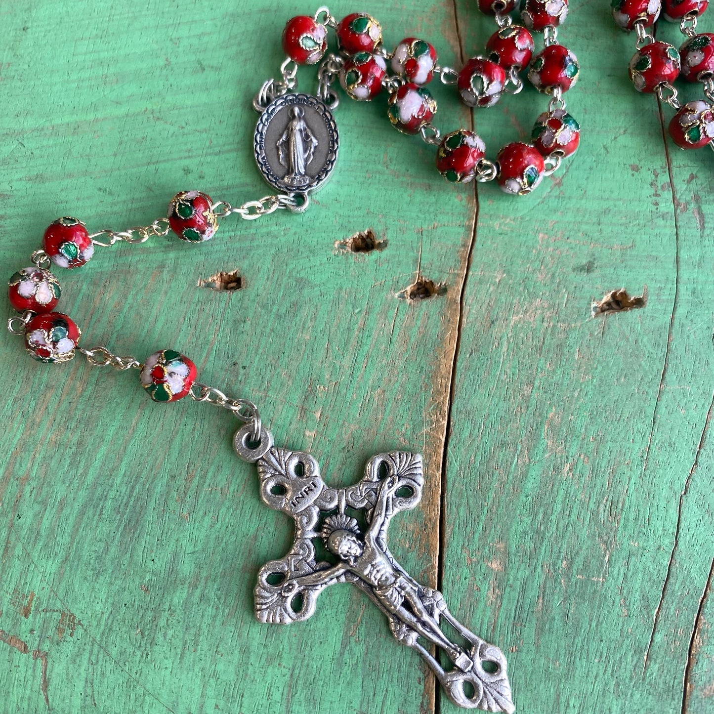 Cloisonne Floral 8MM Rosary