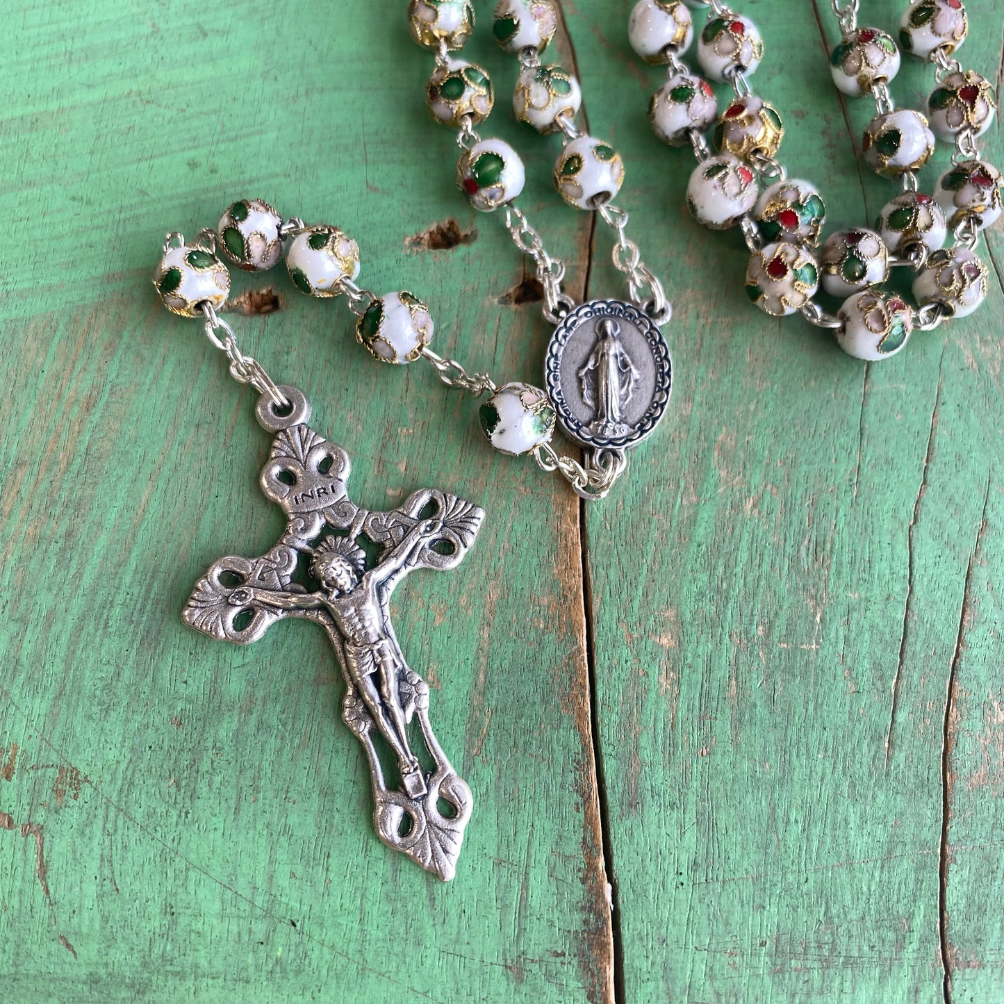 Cloisonne Floral 8MM Rosary