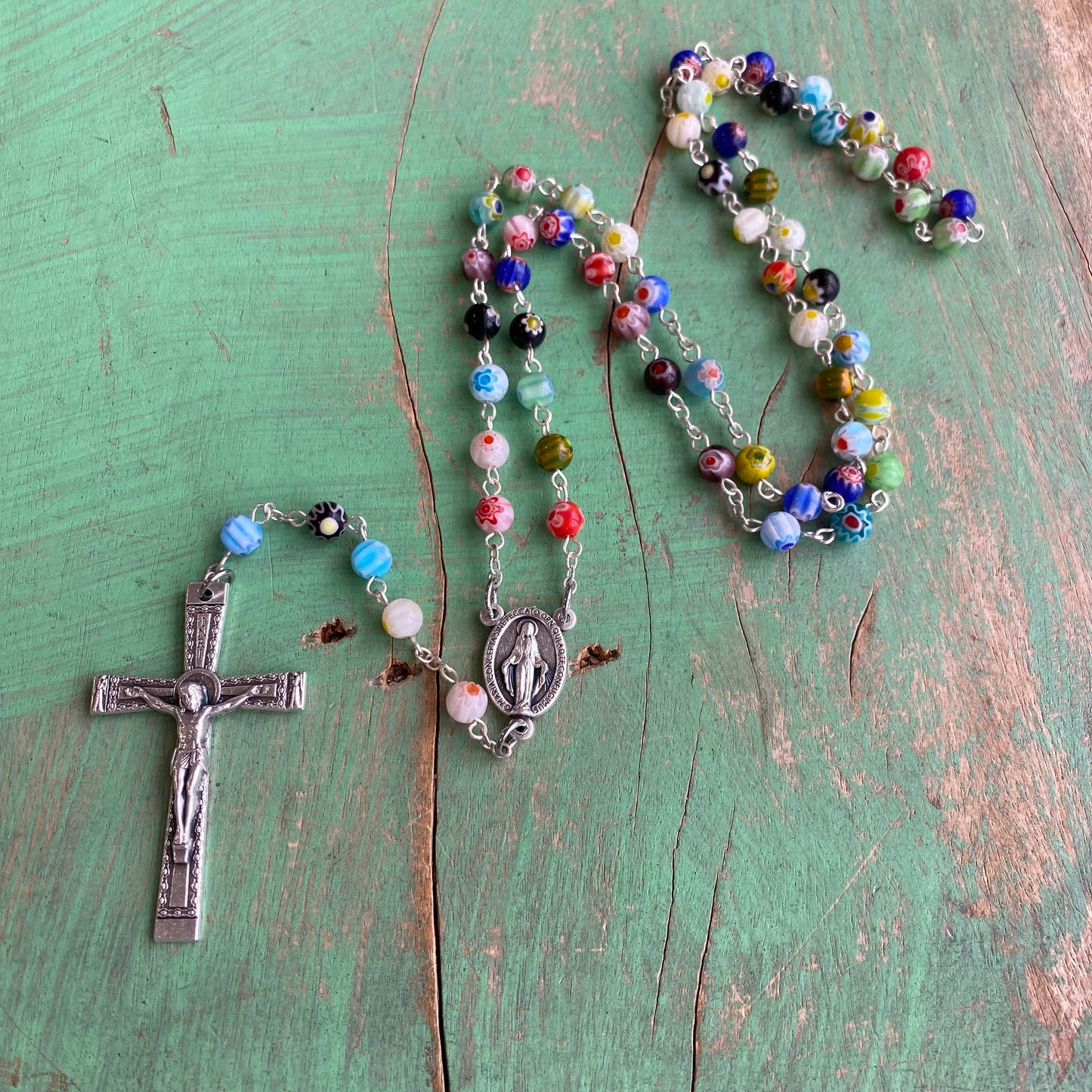 Millefiori Miraculous Medal Rosary