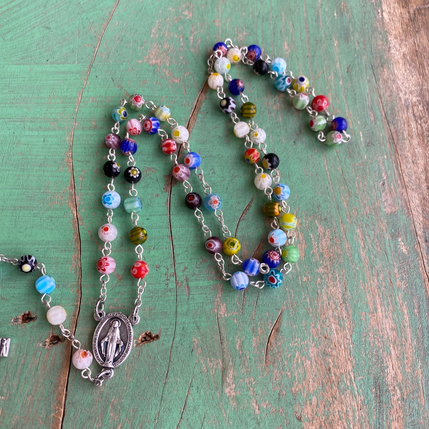 Millefiori Miraculous Medal Rosary