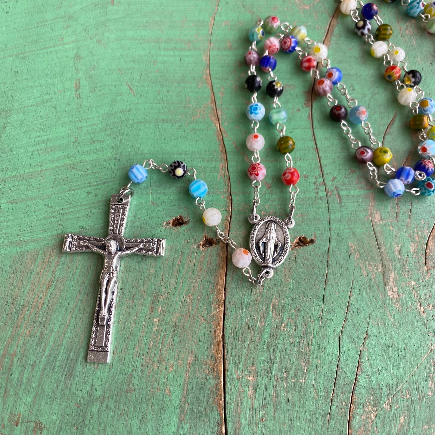 Millefiori Miraculous Medal Rosary