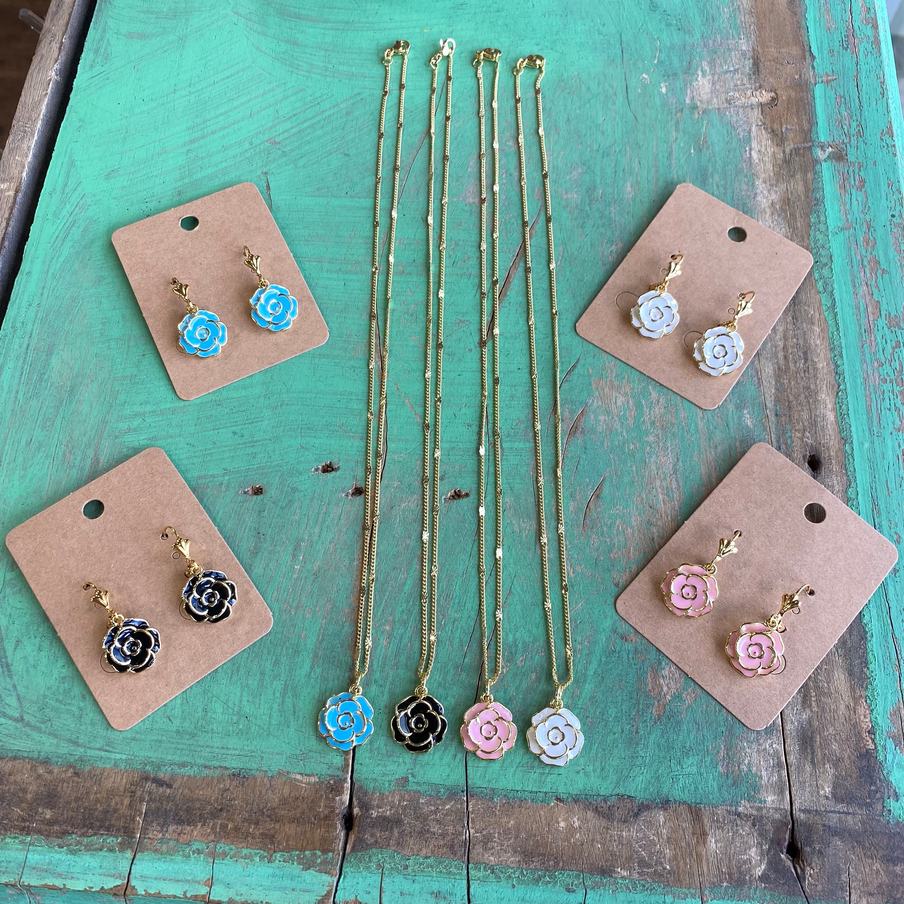 Como La Flor Necklace and Earrings