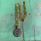 Two-Tone St Benedict Paperclip Necklace or Bracelet or Earrings