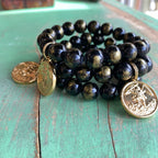 Black Marble St Michael Bracelet