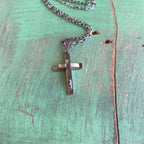 Stainless Steel Solid Double Cross Necklace