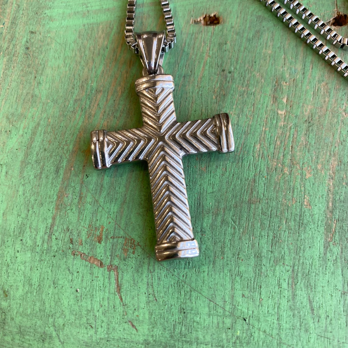 Stainless Steel Striped Cross