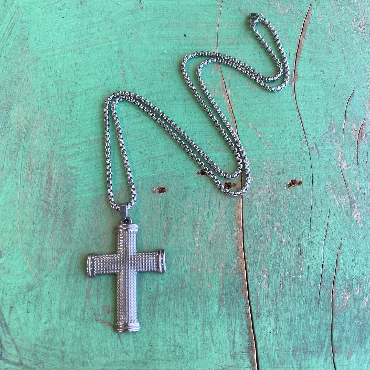 Stainless Steel Dotted Cross Necklace