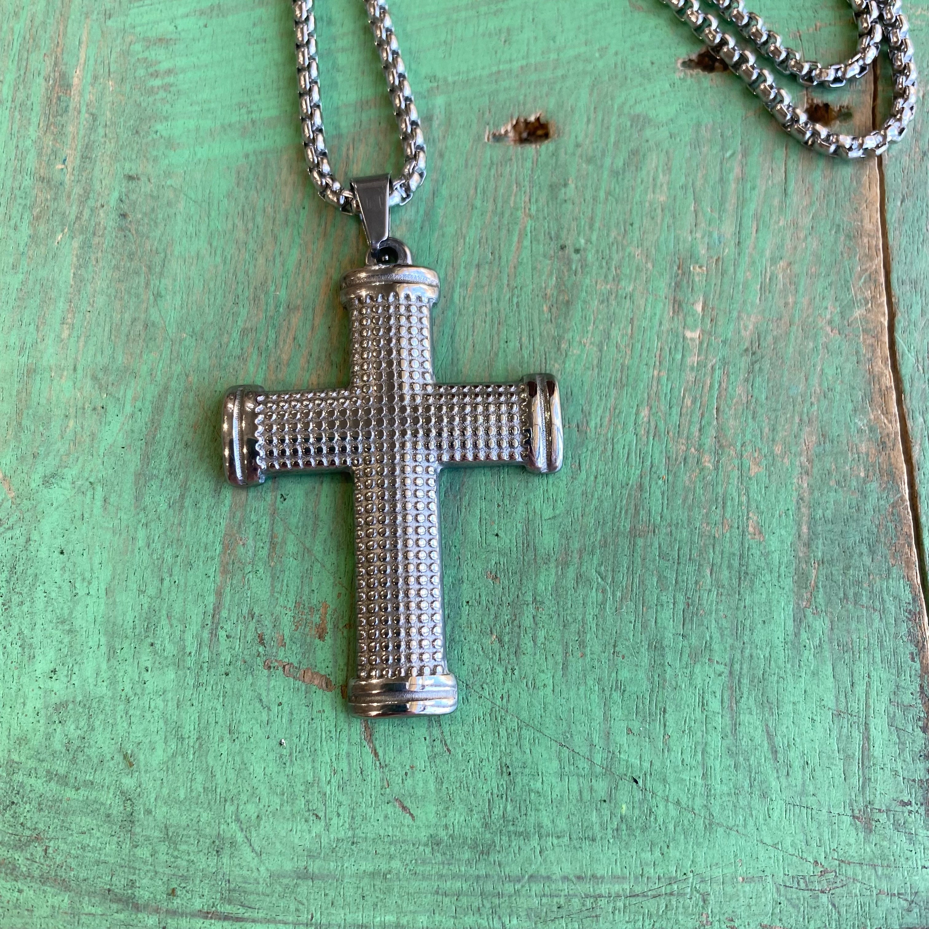 Stainless Steel Dotted Cross Necklace