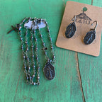 Silver Hematite Faith Necklace Set