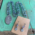 St Michael/Guardian Angel Iridescent Necklace and Earring Set
