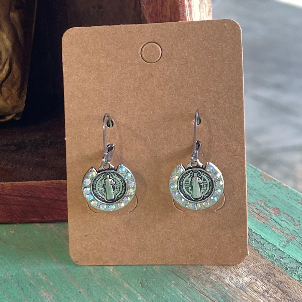 Iridescent Crystal St Benedict Earrings