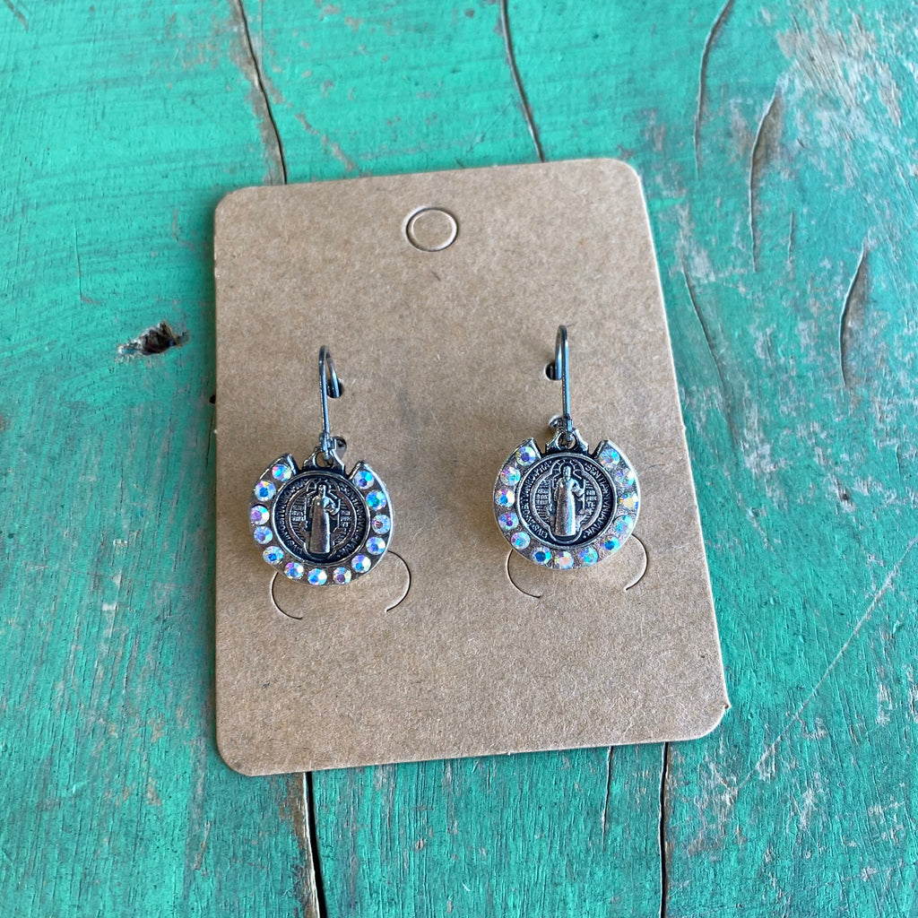 Iridescent Crystal St Benedict Earrings