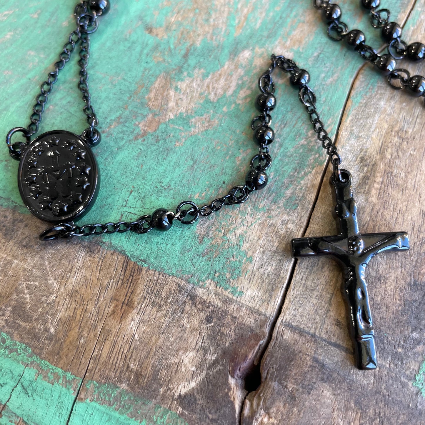 Black Stainless Steel Rosary