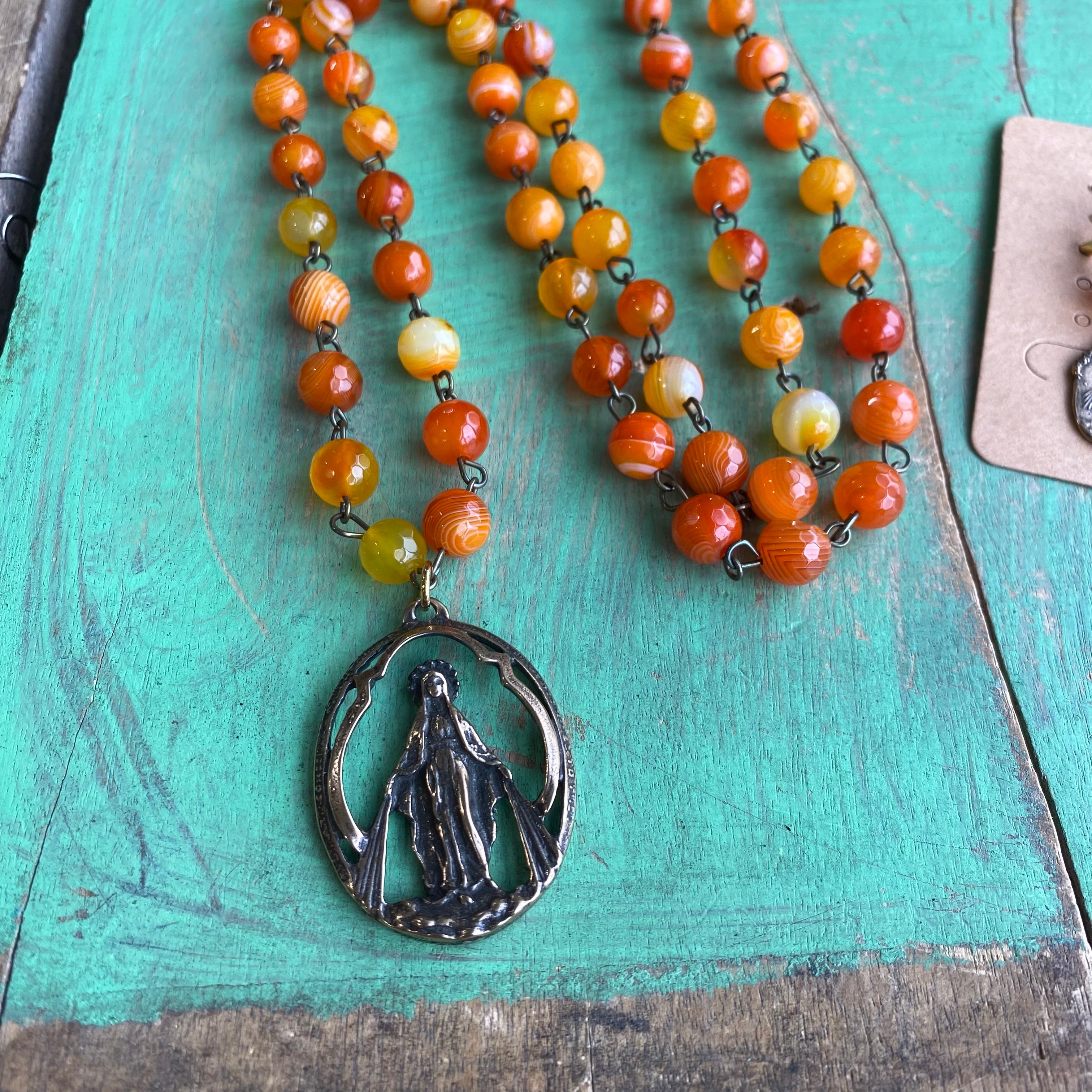 Miraculous Medal Bronze and Agate Collection